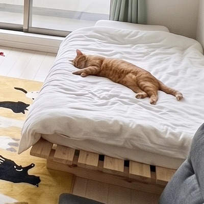 端に寄せたすのこベッド（写真のイメージ）